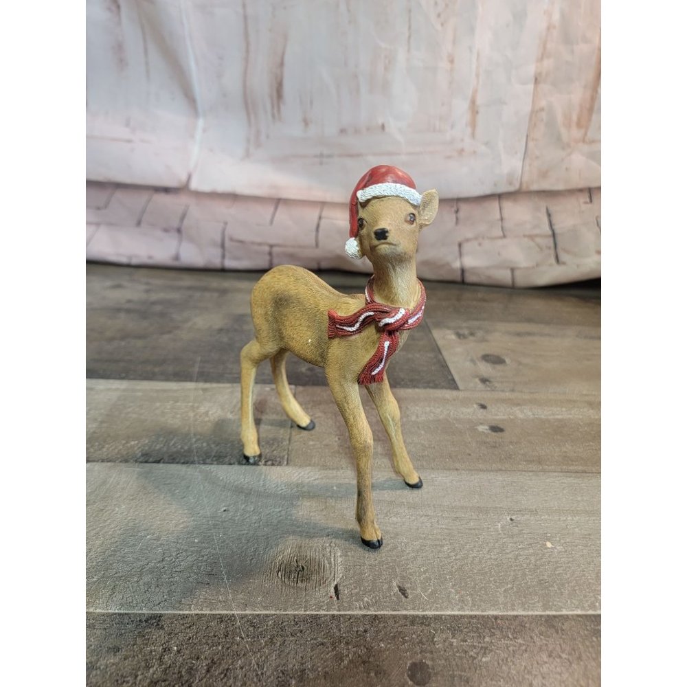 Deer santa hat scarf forest xmas figure‎ decor